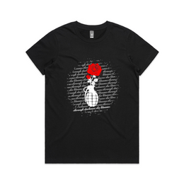 Through Darkness She Blooms Ladies Tee Red Rose v 2.0