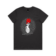 Through Darkness She Blooms Ladies Tee Red Rose v 2.0