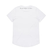 Through Darkness She Blooms Curved-Hem White Tees