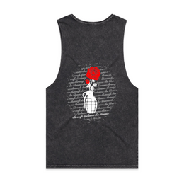 Through Darkness She Blooms Stonewash Tank Red Rose v 2.0