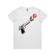 Through Darkness She Blooms Ladies Tee Red Rose