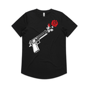 Through Darkness She Blooms Curved-Hem Tee Red Rose